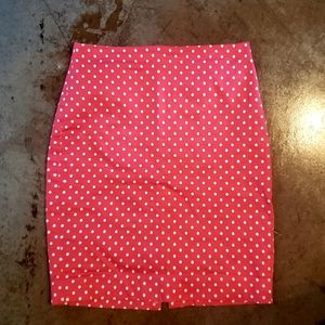 Ann Taylor Pencil Skirt Pink Polka Dot